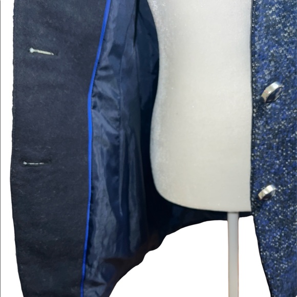 Kensie Navy Tweed Long Wool Blend Pea Coat Sz M - Picture 5 of 8